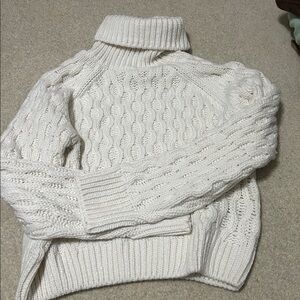 H&M Cream Cable Knit Turtleneck Sweater